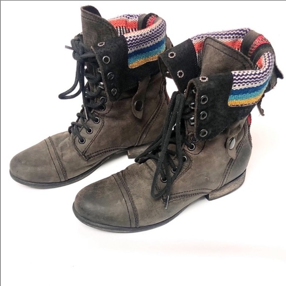 Dark Gray Steve Madden Combat Boots - Picture 1 of 7